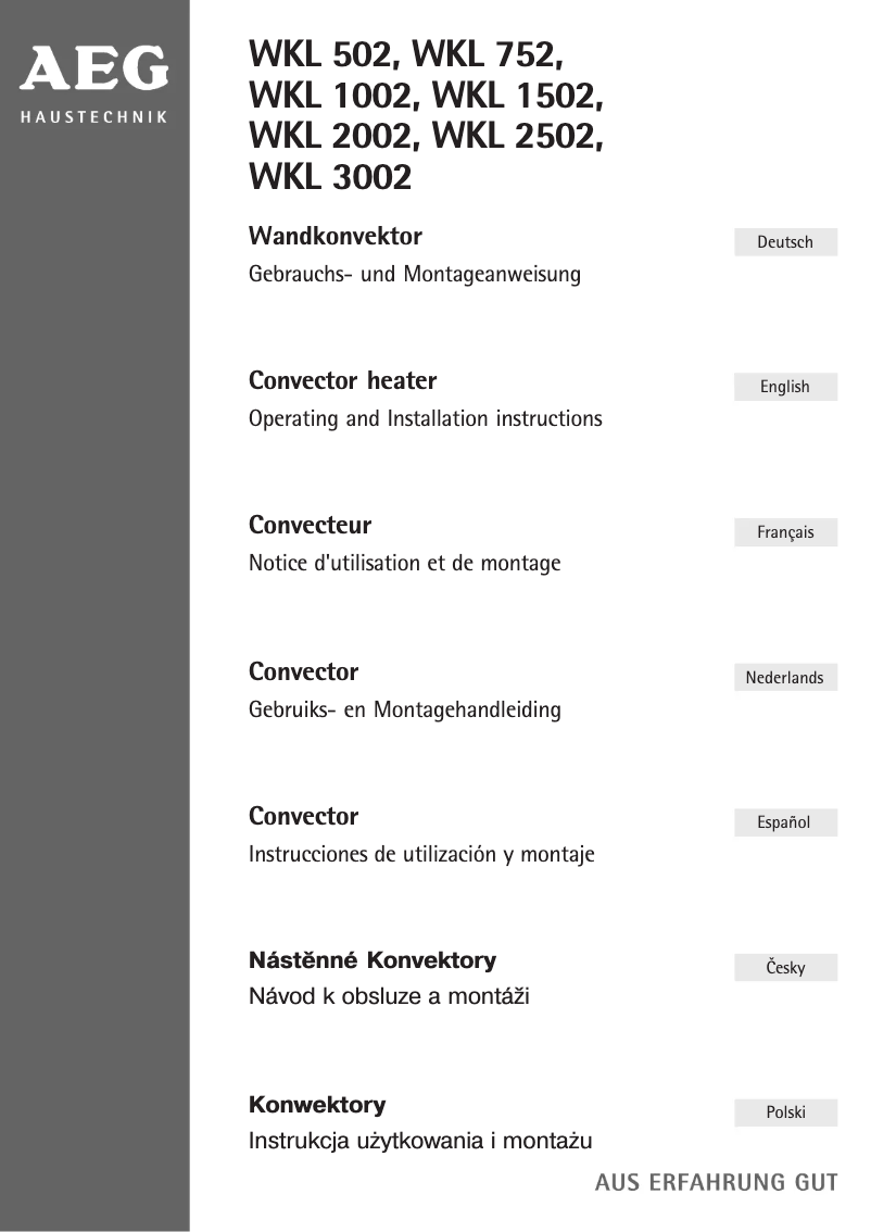 Página 1 del manual Manual de usuario AEG WKL 2002