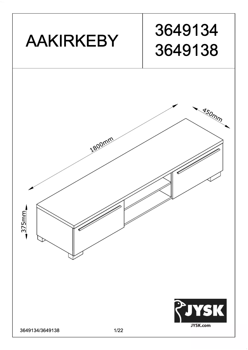 Página nº 1 - Manual de usuario JYSK Aakirkeby (180x37x45)