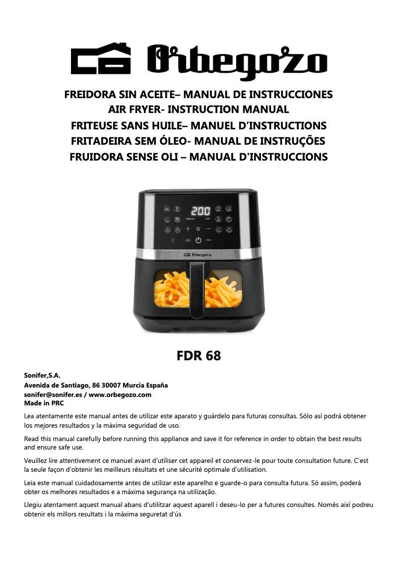 Página 1 del manual Manual de usuario Orbegozo FDR 68