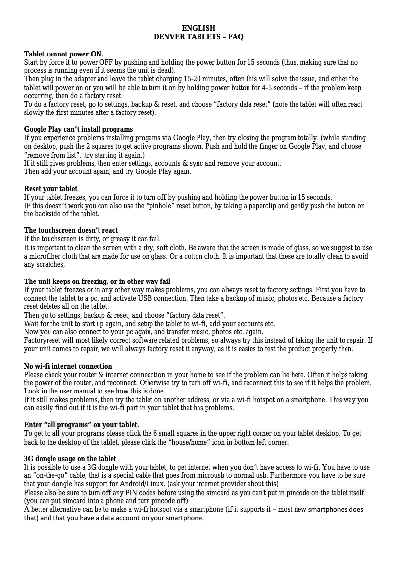 Página nº 1 - Manual de usuario Denver TAD-10082