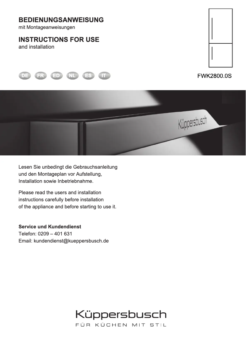 Imagen de la primera página del manual del dispositivo FWK2800.0S