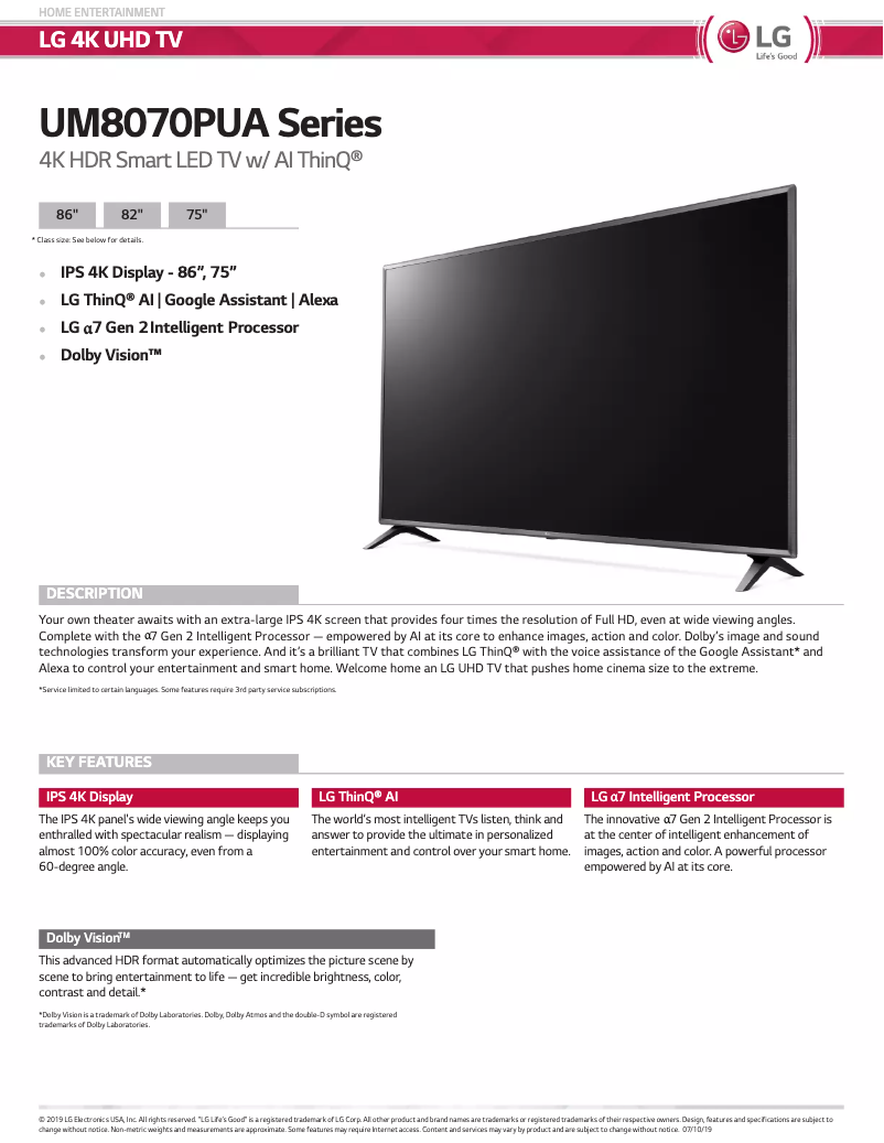 Imagen de la primera página del manual del dispositivo UM8070PUA