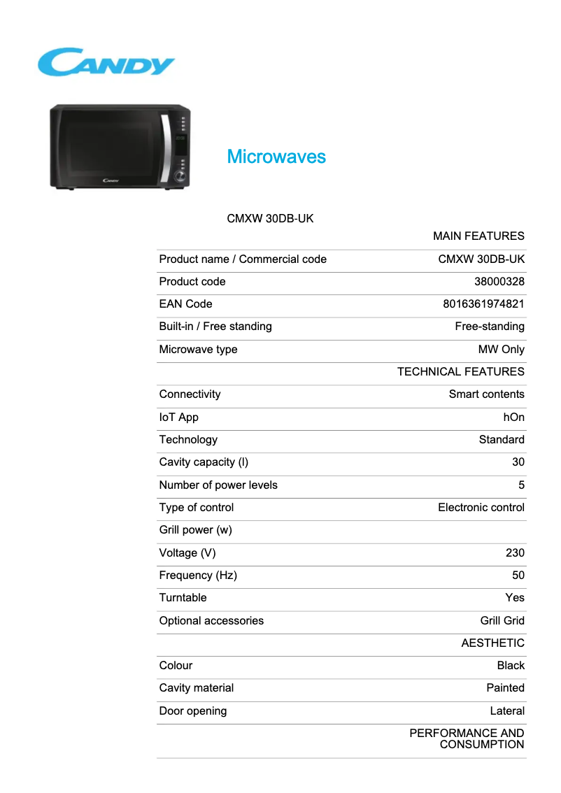 Imagen de la primera página del manual del dispositivo CMXW 30DB-UK