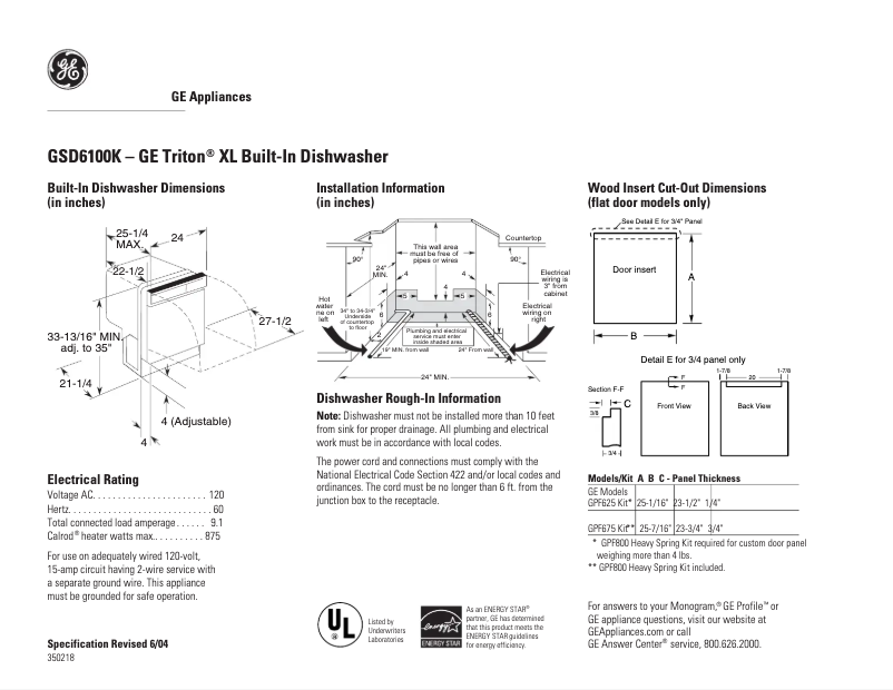 Imagen de la primera página del manual del dispositivo GSD6100KCC