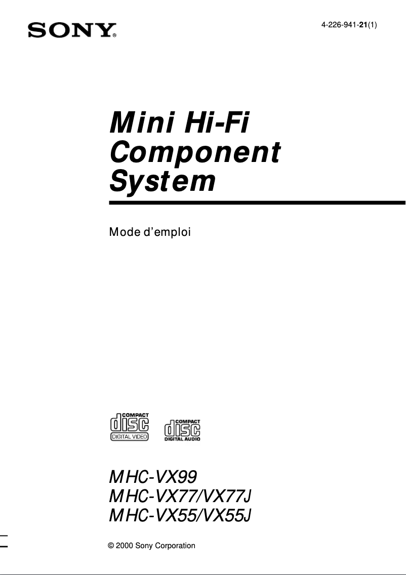 Página 1 del manual Manual de usuario Sony MHC-VX77