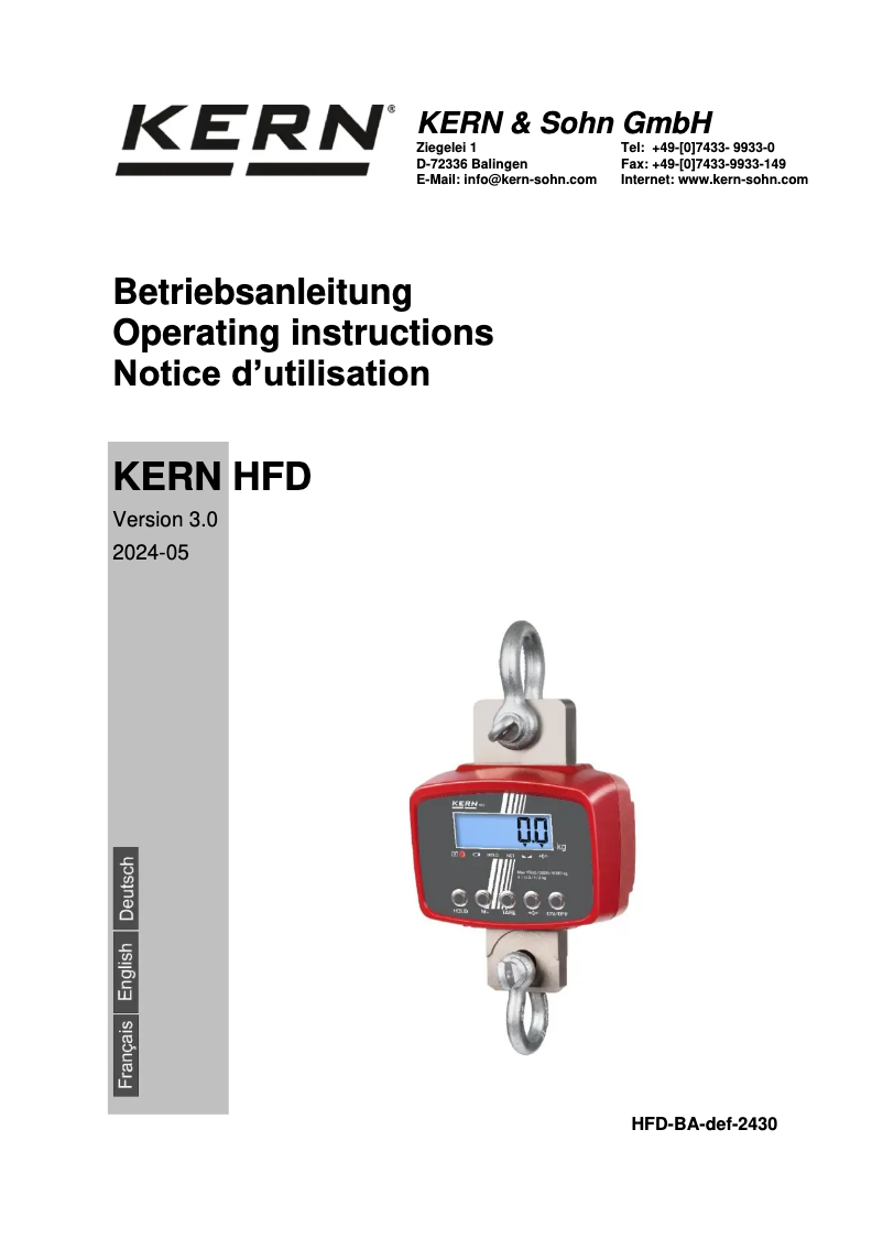 Página 1 del manual Manual de usuario Kern HFD 1T-4