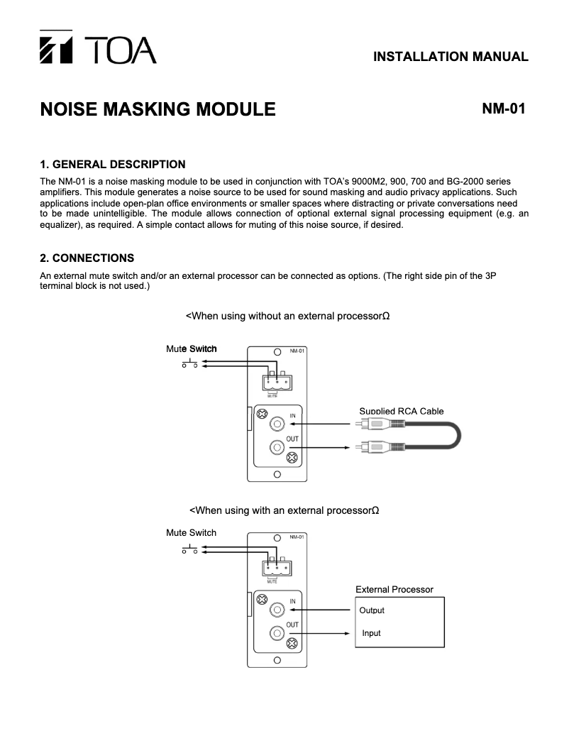 Página nº 1 - Manual de usuario TOA NM-01