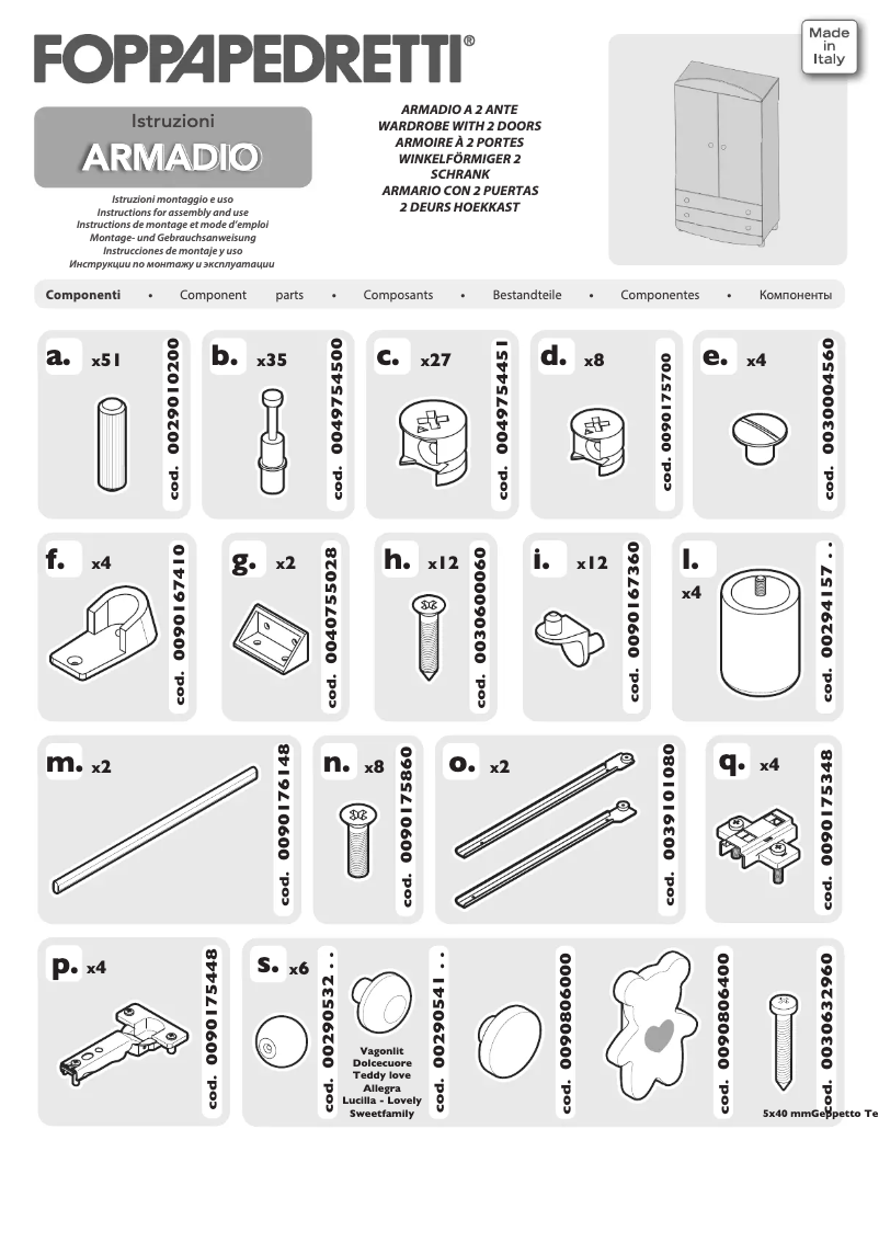 Imagen de la primera página del manual del dispositivo Armadio Lovely