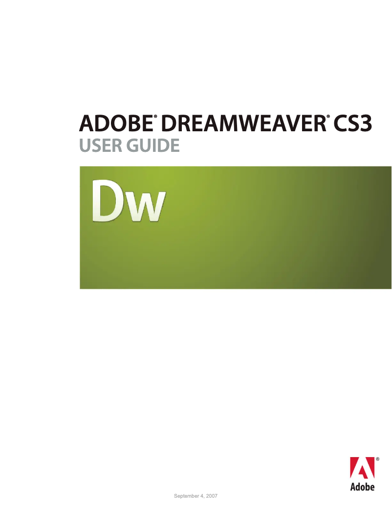 Imagen de la primera página del manual del dispositivo Dreamweaver CS3