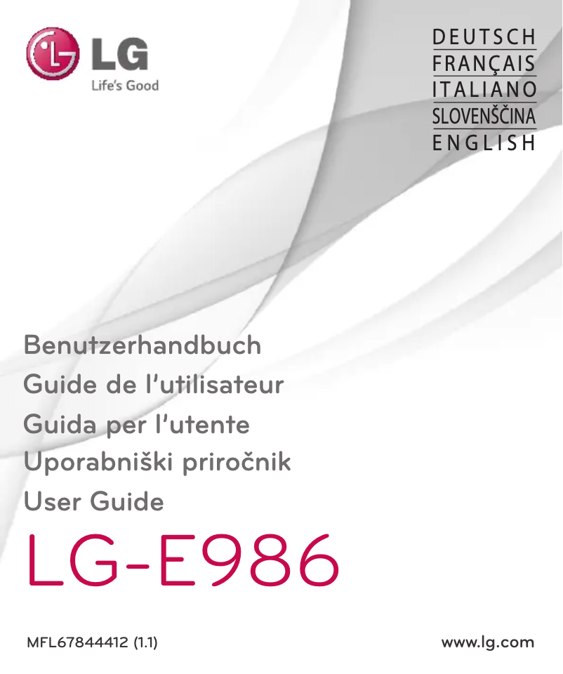 Imagen de la primera página del manual del dispositivo LG-E986