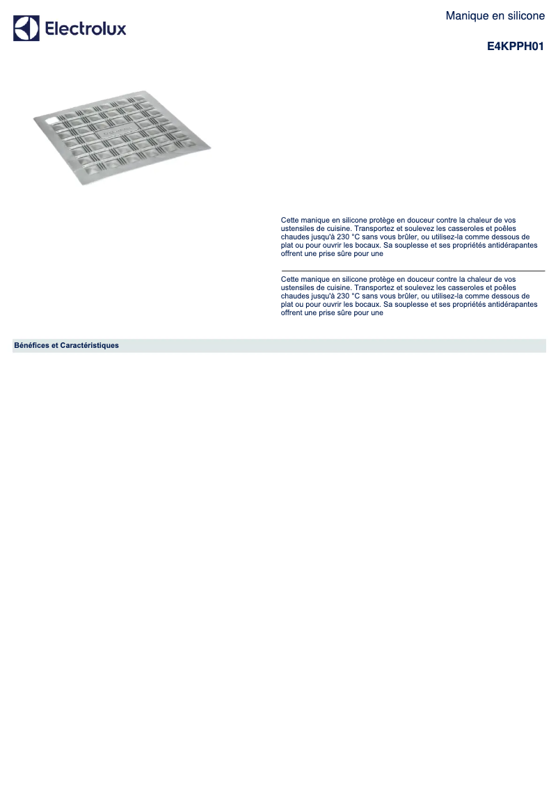 Imagen de la primera página del manual del dispositivo E4KPPH01
