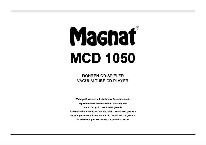 Imagen de la primera página del manual del dispositivo MCD 1050