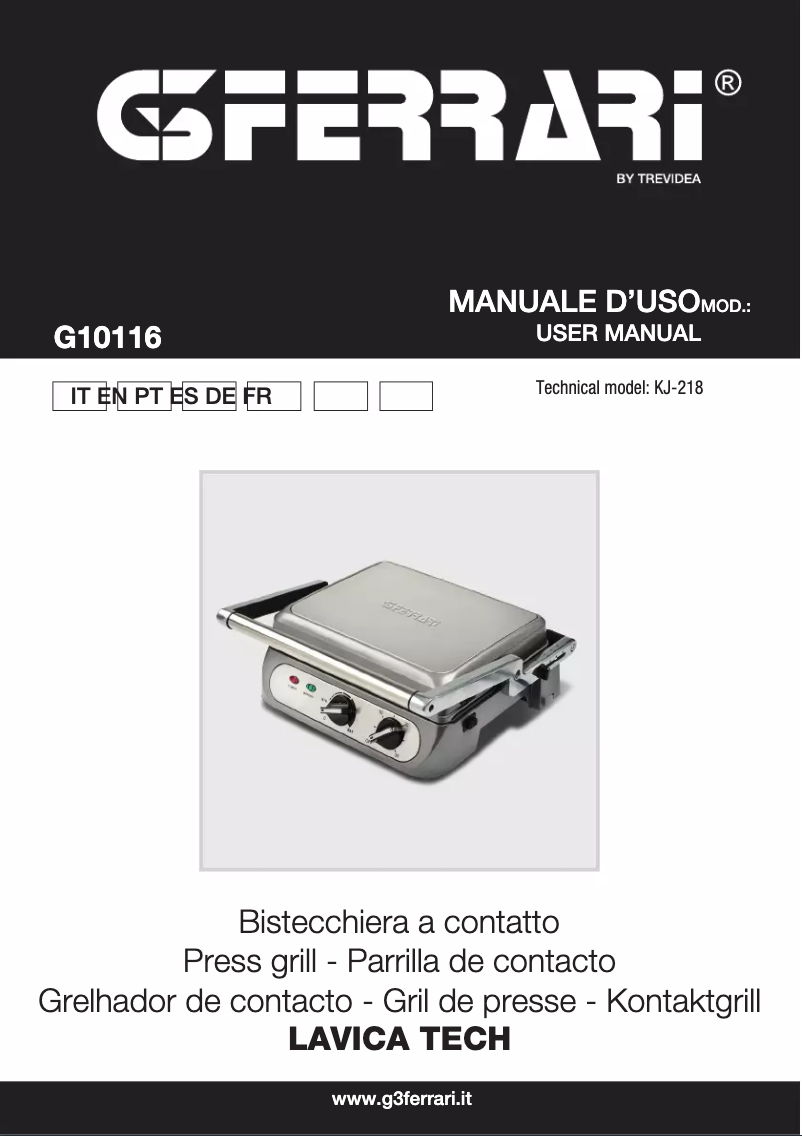 Imagen de la primera página del manual del dispositivo Lavica Tech G10116