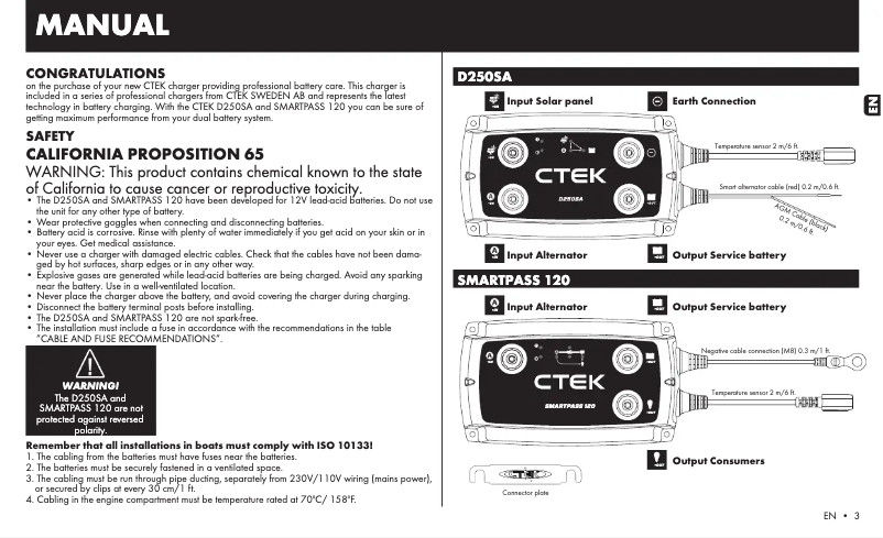 Página 1 del manual Manual de usuario Ctek Smartpass 120
