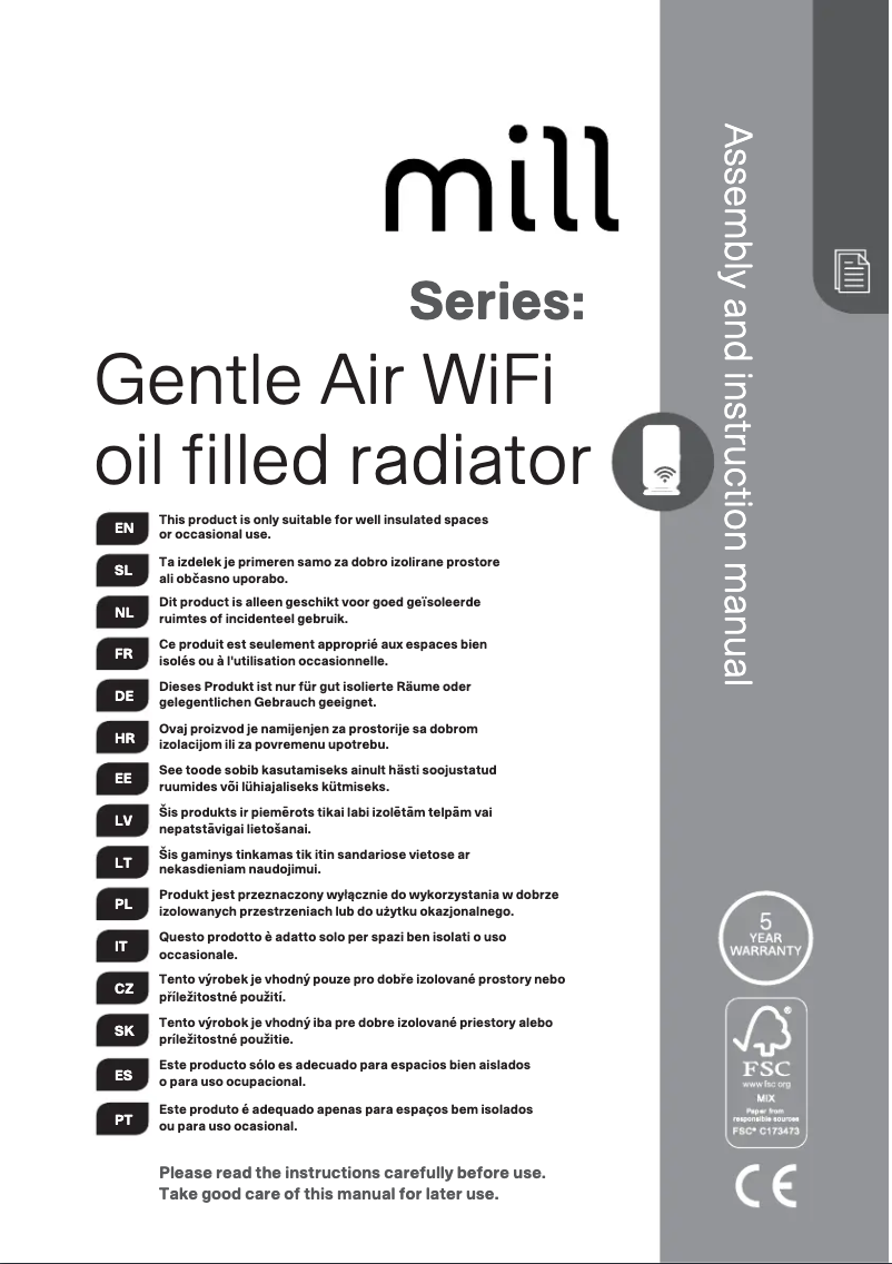 Página 1 del manual Manual de usuario Mill Gentle Air OIL1500WIFI3