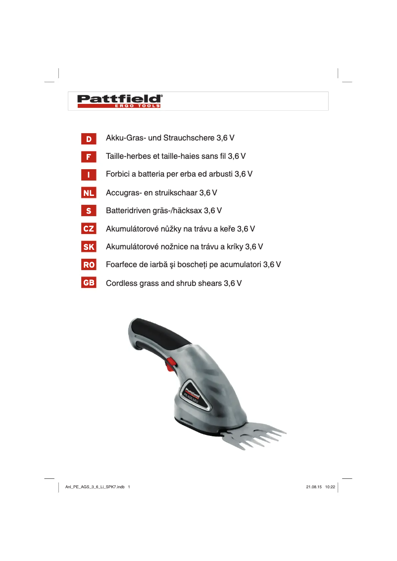 Página 1 del manual Manual de usuario Pattfield PE-AGS 3,6 Li