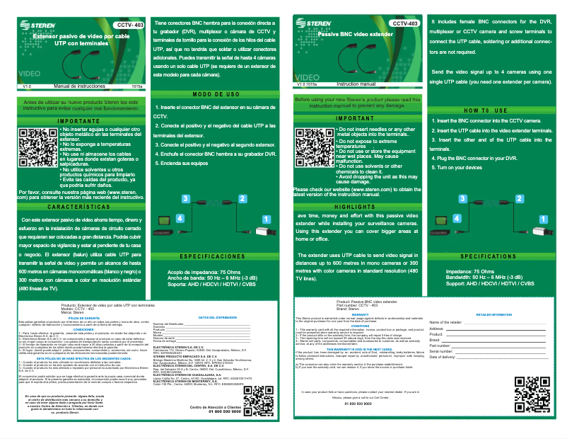 Imagen de la primera página del manual del dispositivo CCTV-403
