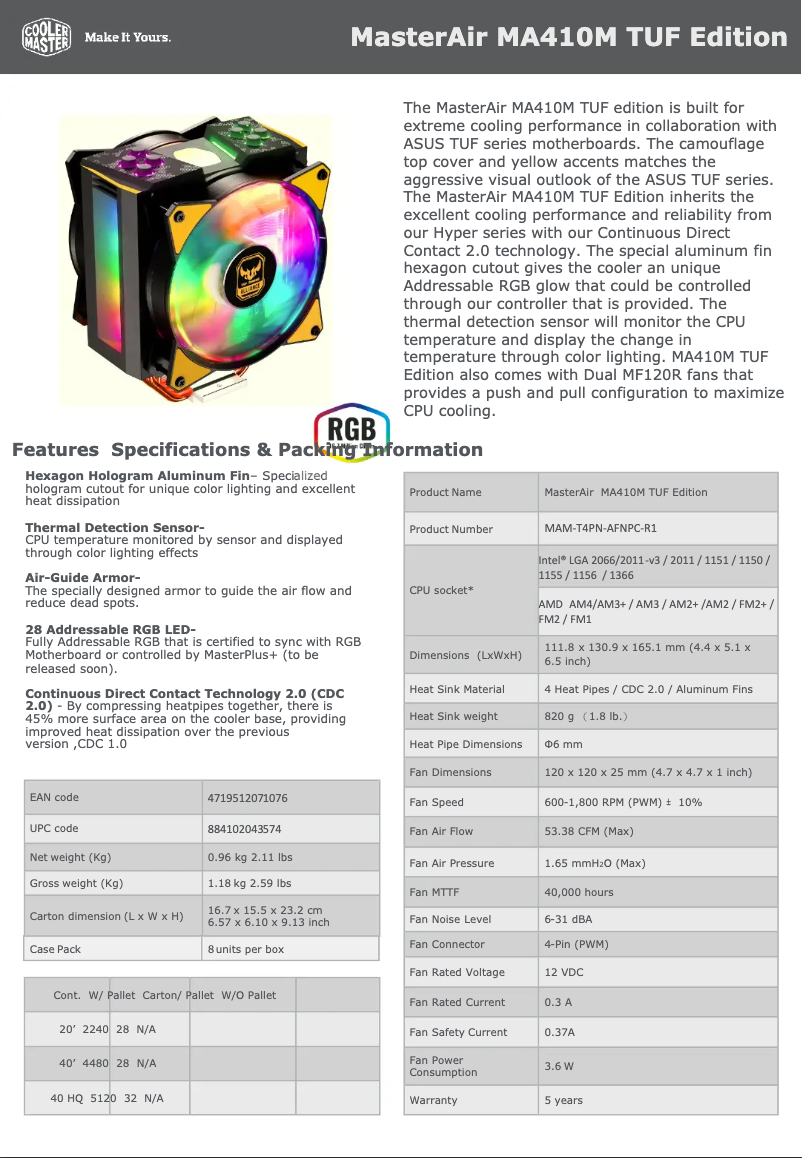 Imagen de la primera página del manual del dispositivo MASTERAIR MA410M