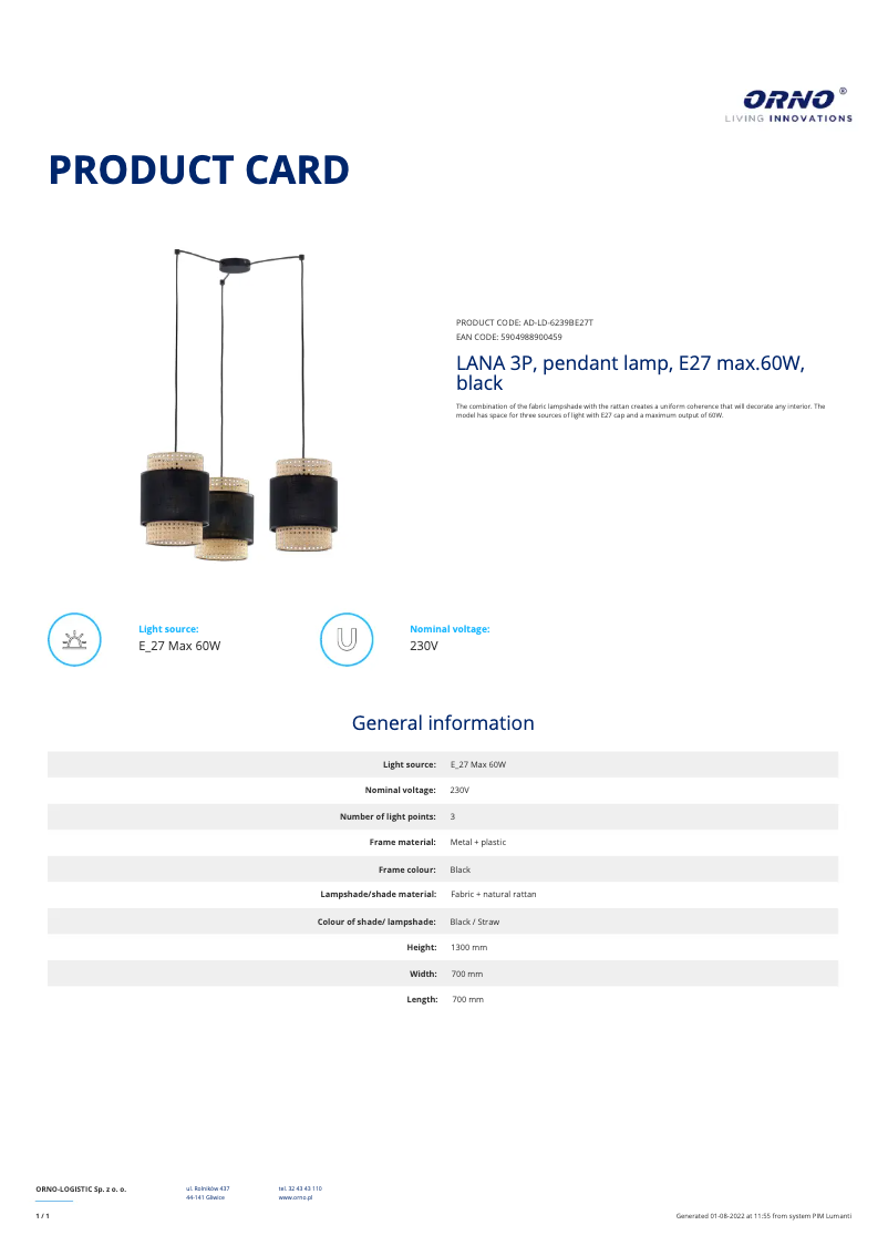 Imagen de la primera página del manual del dispositivo AD-LD-6239BE27T