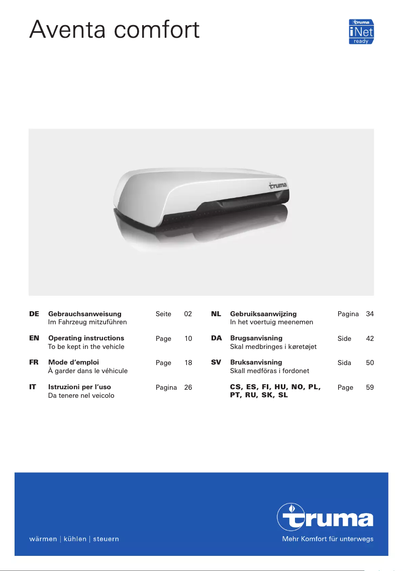 Imagen de la primera página del manual del dispositivo Aventa comfort