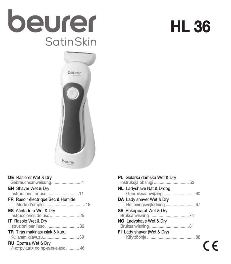 Página 1 del manual Manual de usuario Beurer SatinSkin HL 36