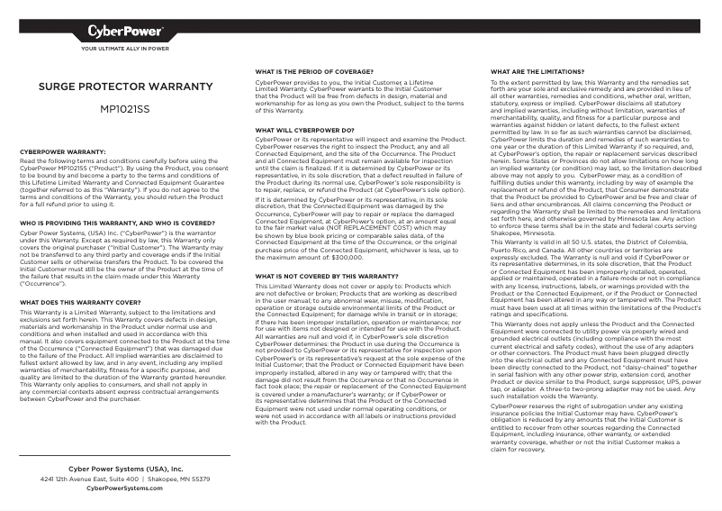Imagen de la primera página del manual del dispositivo MP1021SS