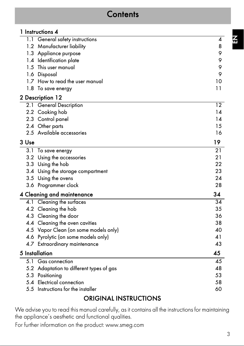 Página 1 del manual Folleto Smeg SCB92MX8