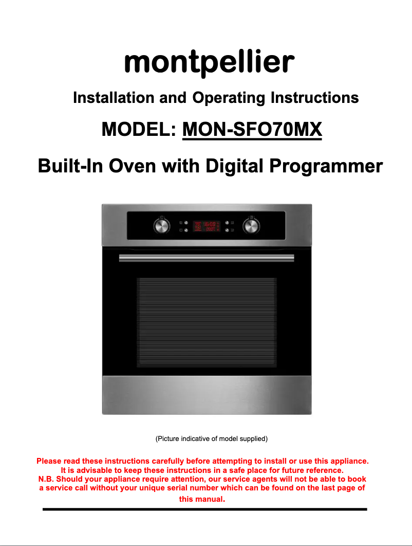 Página 1 del manual Manual de usuario Montpellier SFO70MX