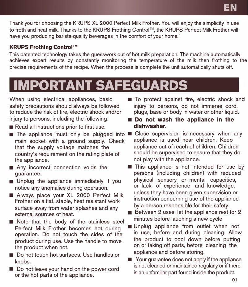 Imagen de la primera página del manual del dispositivo Asoccino XL2000