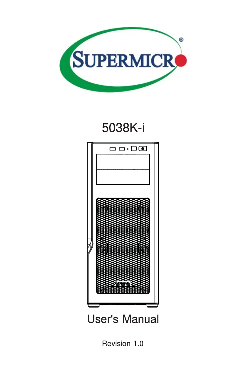 Imagen de la primera página del manual del dispositivo SuperServer 5038K-I-NF9