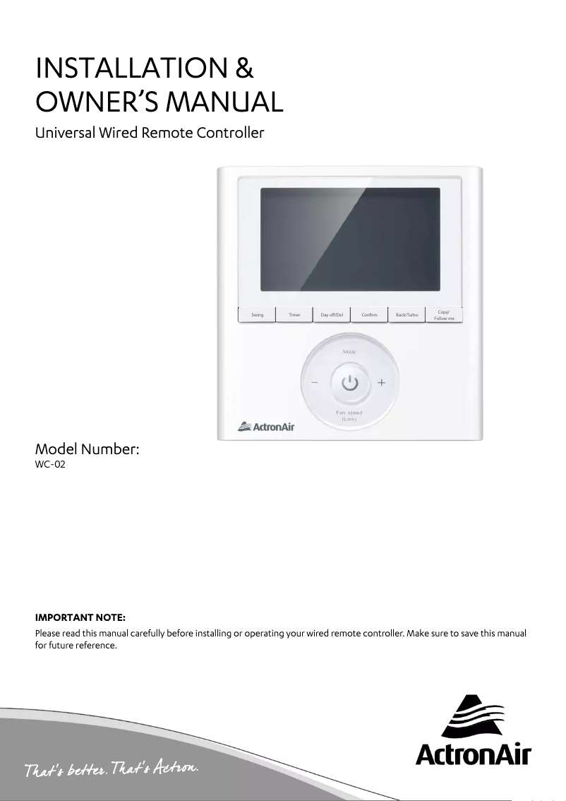 Imagen de la primera página del manual del dispositivo URC-125CS