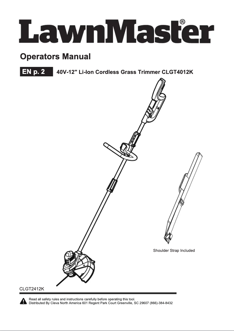 Página 1 del manual Manual de usuario LawnMaster CLGT4012K