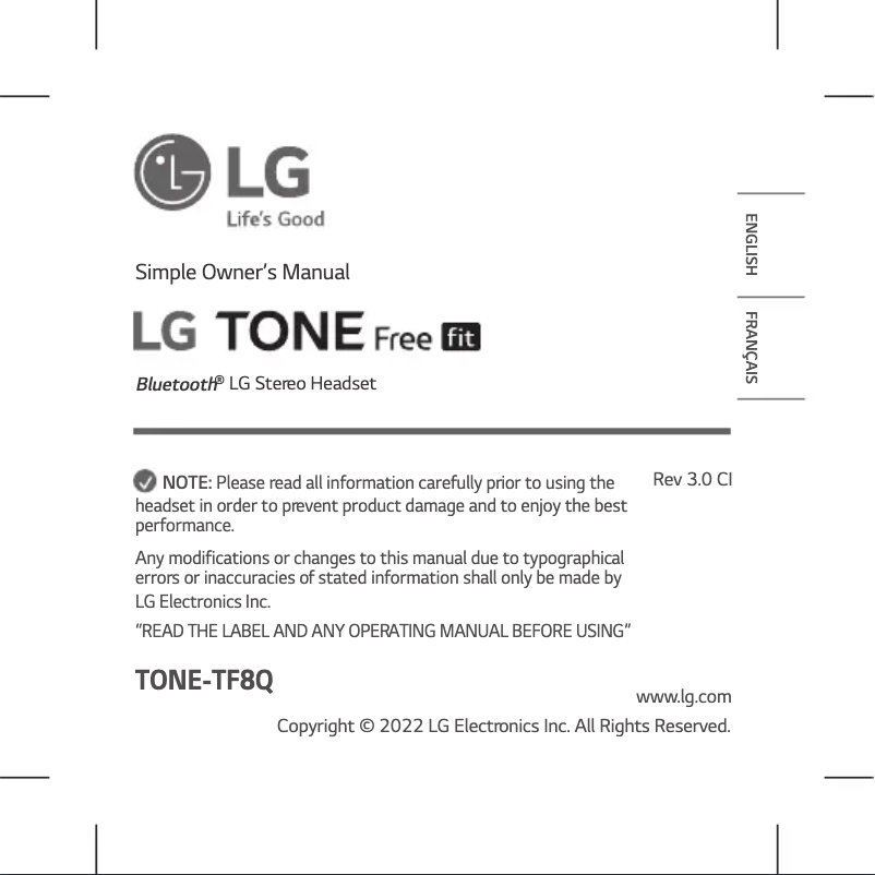 Página nº 1 - Manual de usuario LG Tone Free Fit