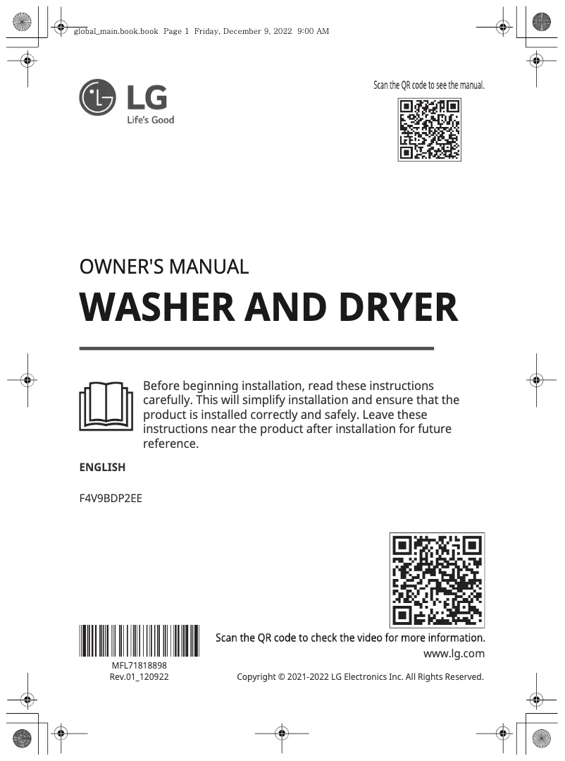 Página 1 del manual Manual de usuario LG F4V9BDP2EE