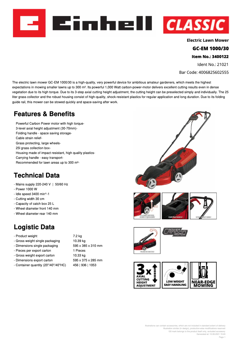 Imagen de la primera página del manual del dispositivo GC-EM 1000/30