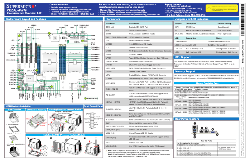 Imagen de la primera página del manual del dispositivo X12DPL-i6