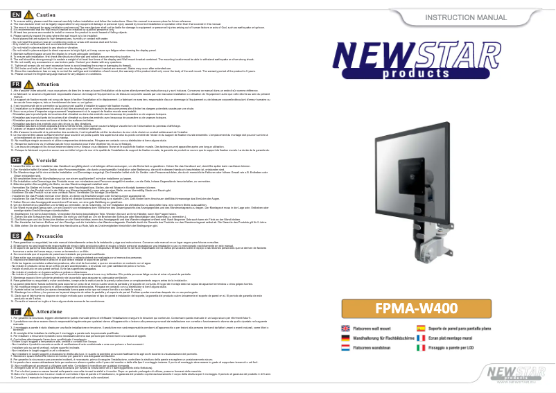 Imagen de la primera página del manual del dispositivo FPMA-W400