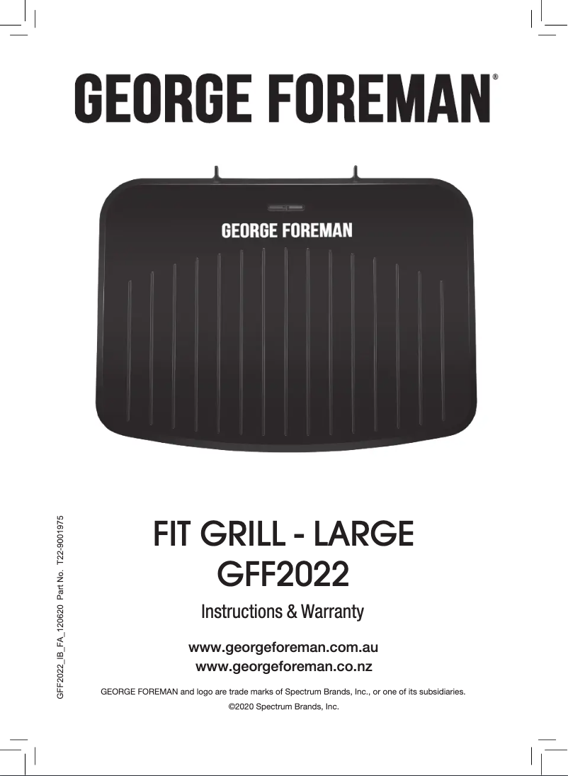 Imagen de la primera página del manual del dispositivo Fit Grill GFF2022