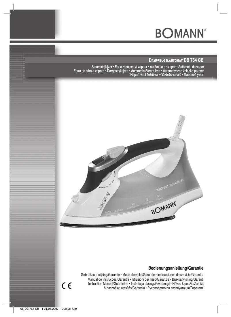 Imagen de la primera página del manual del dispositivo DB 764 CB