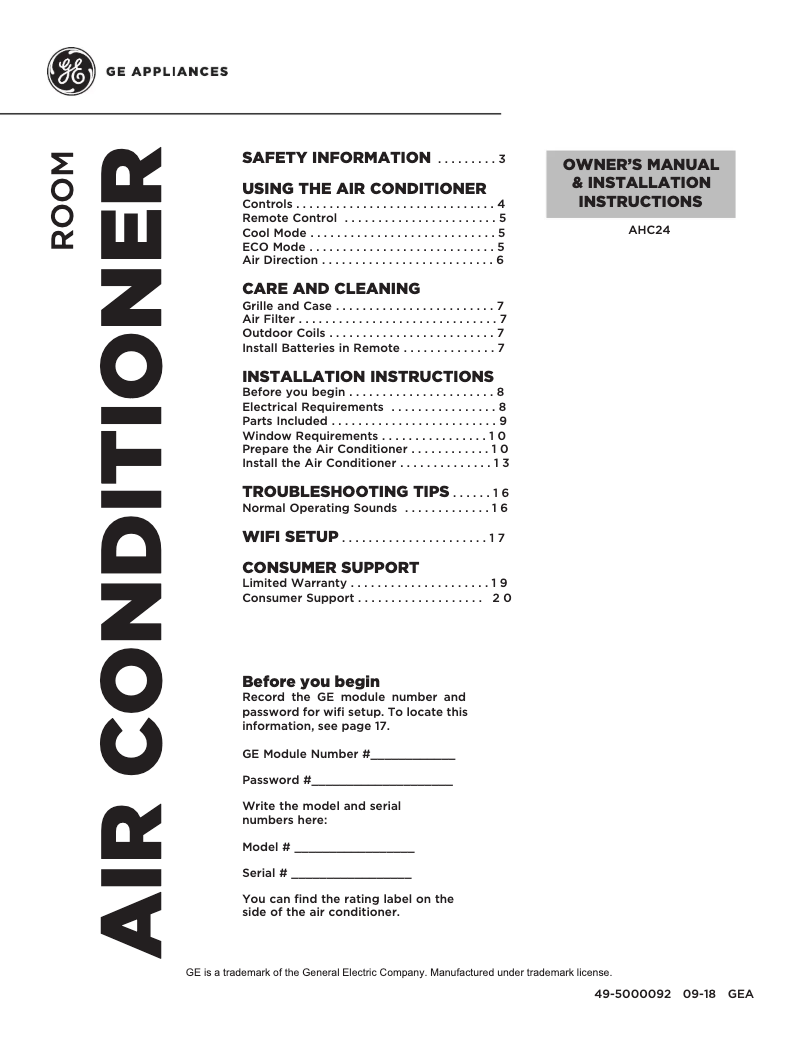 Imagen de la primera página del manual del dispositivo AHC24DY