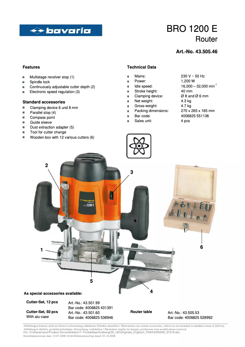 Imagen de la primera página del manual del dispositivo BRO 1200 E