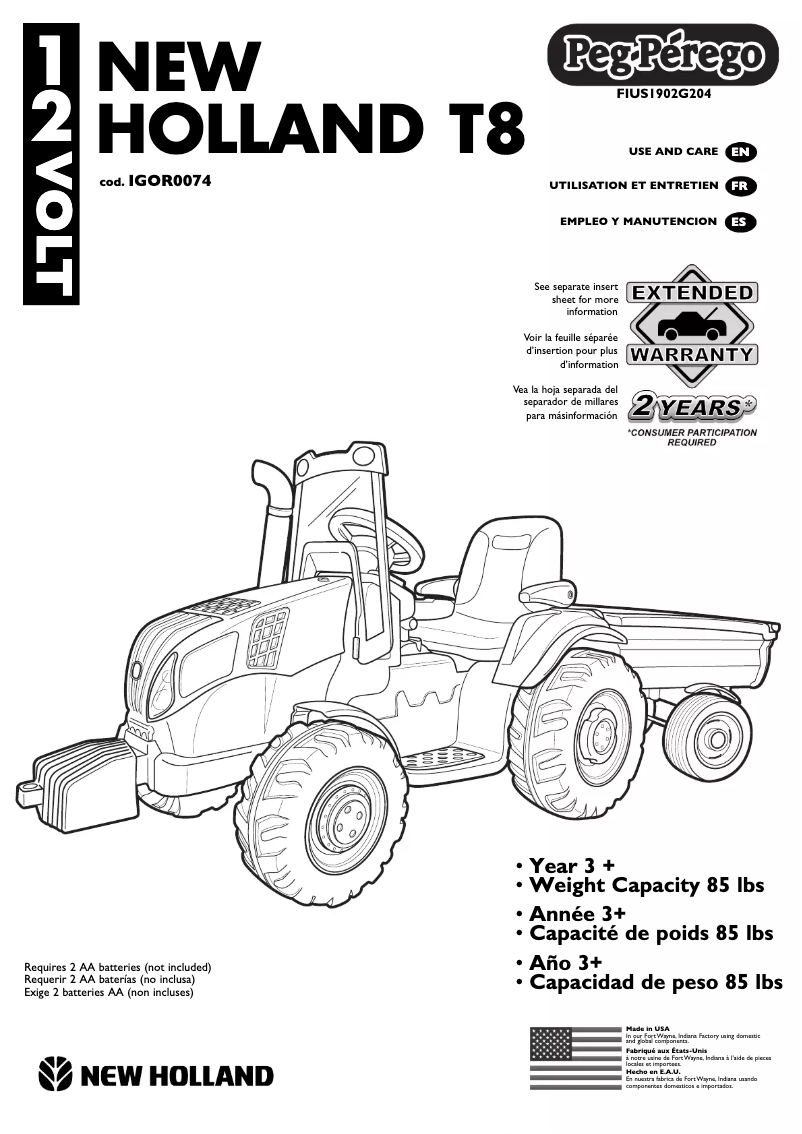 Imagen de la primera página del manual del dispositivo New Holland T8