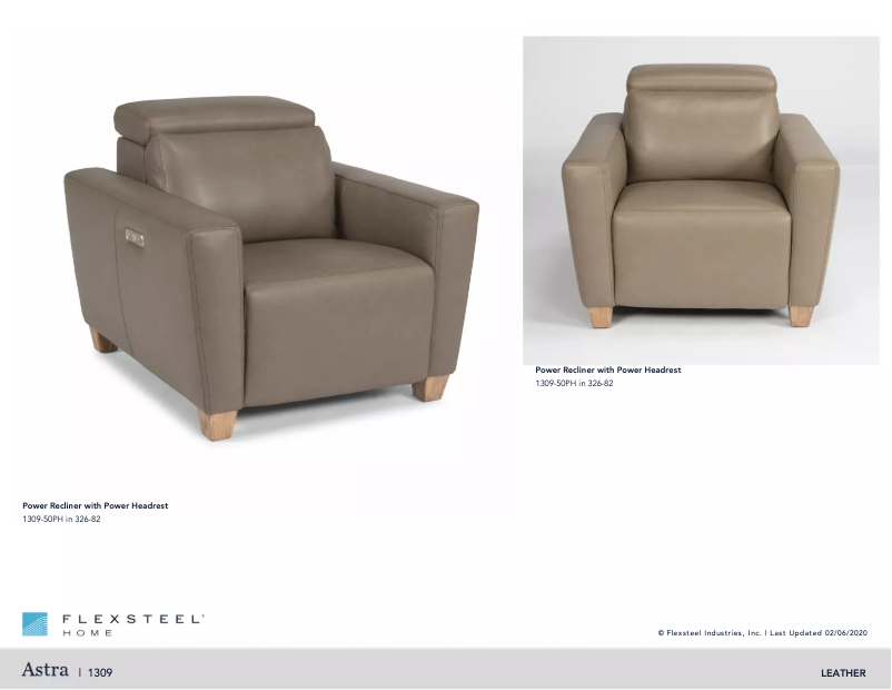 Página 1 del manual Manual de usuario Flexsteel Astra 1309-50PH