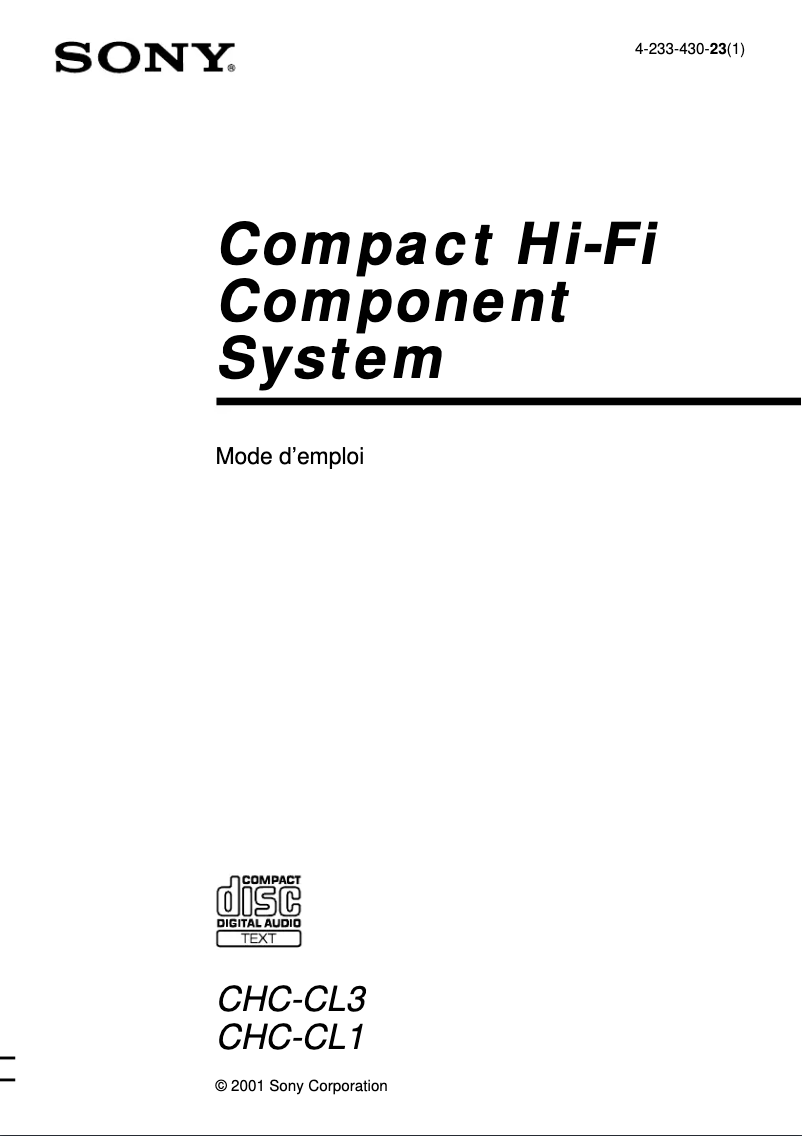 Página nº 1 - Manual de usuario Sony CHC-CL3
