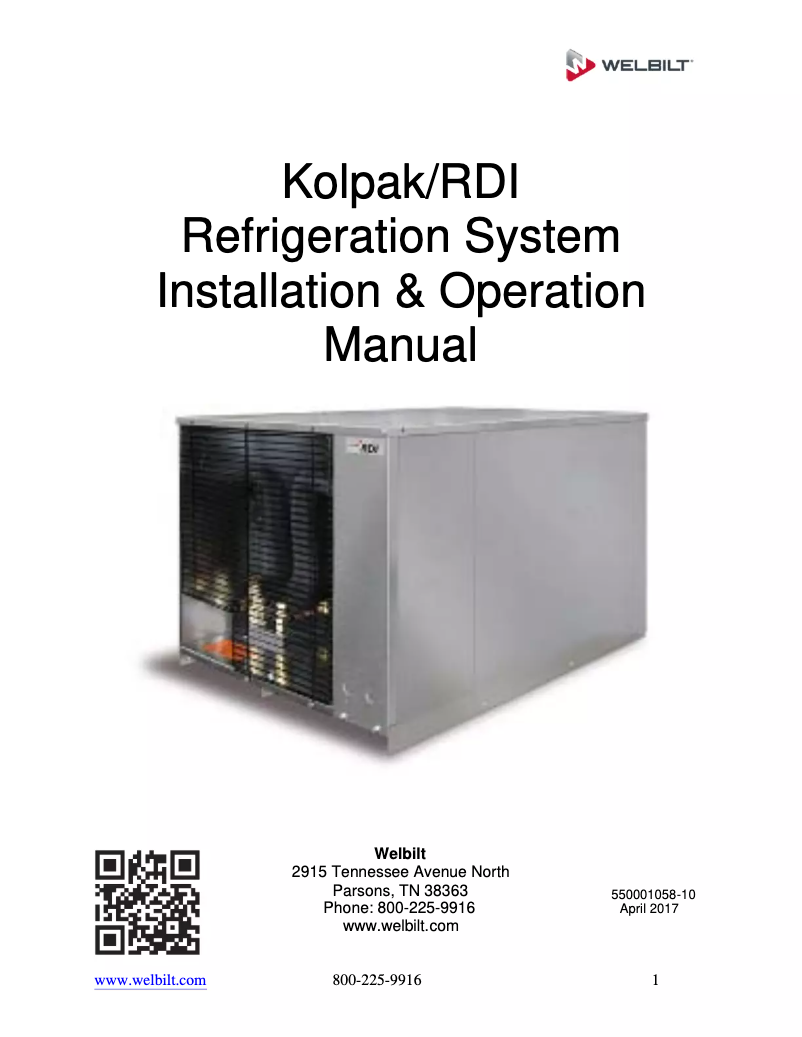 Página 1 del manual Manual de usuario Kolpak Polar Pak P6-0810-CT-T3