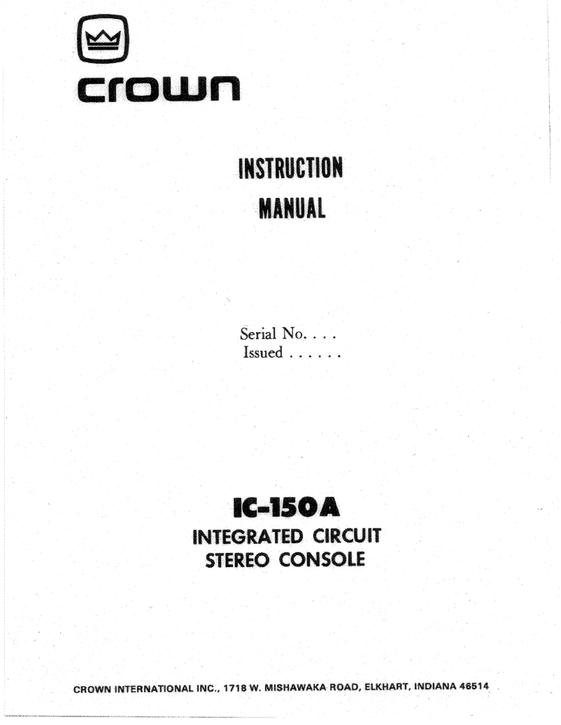 Imagen de la primera página del manual del dispositivo IC-150A
