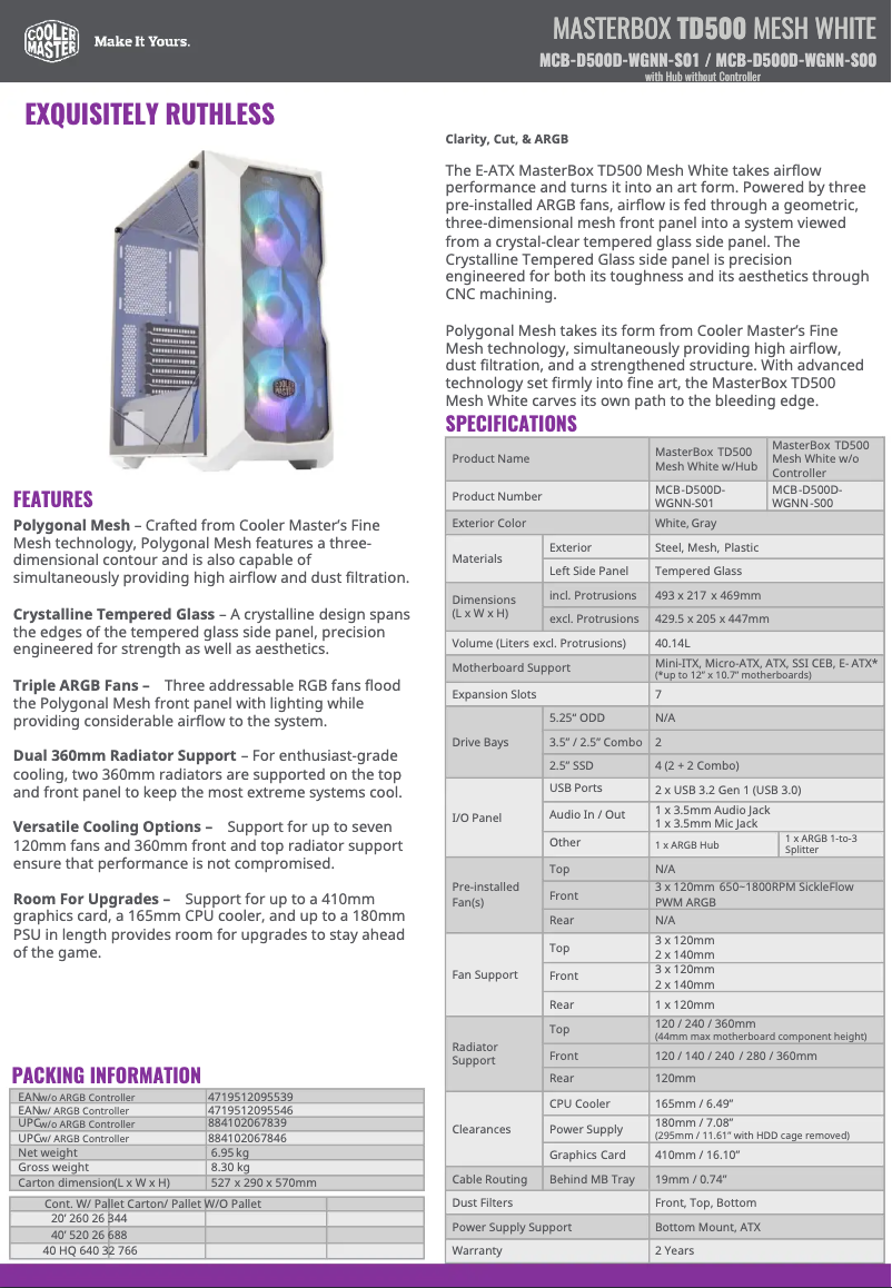 Imagen de la primera página del manual del dispositivo MasterBox TD500