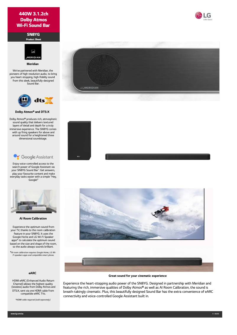 Página 1 del manual Ficha técnica LG SN8YG