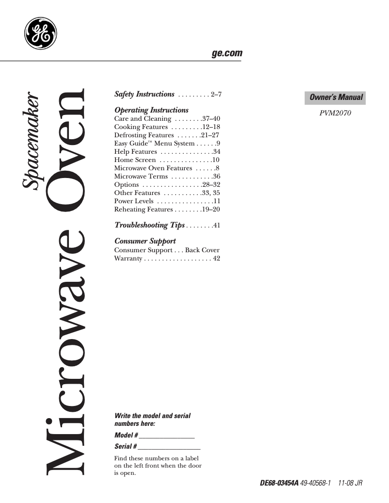 Imagen de la primera página del manual del dispositivo Spacemaker PVM2070SMSS