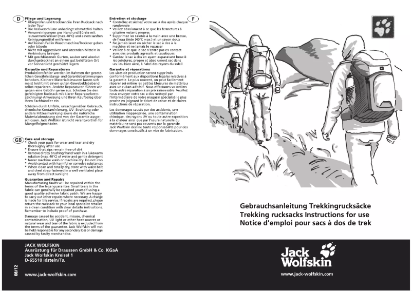 Página 1 del manual Manual de usuario Jack Wolfskin Highland Trail 48